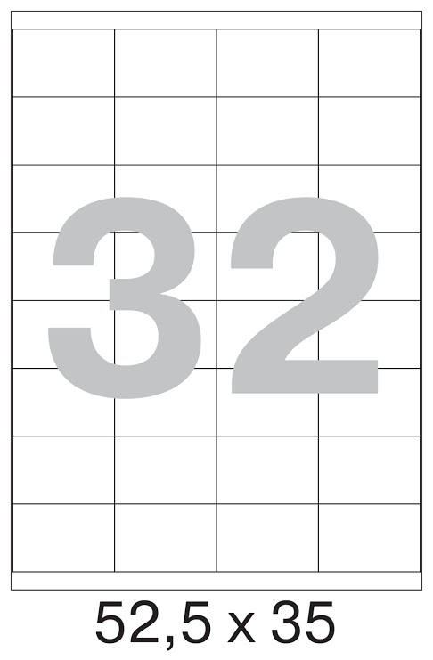 52,5х35мм, белые, 32шт/A4, 500л/пач