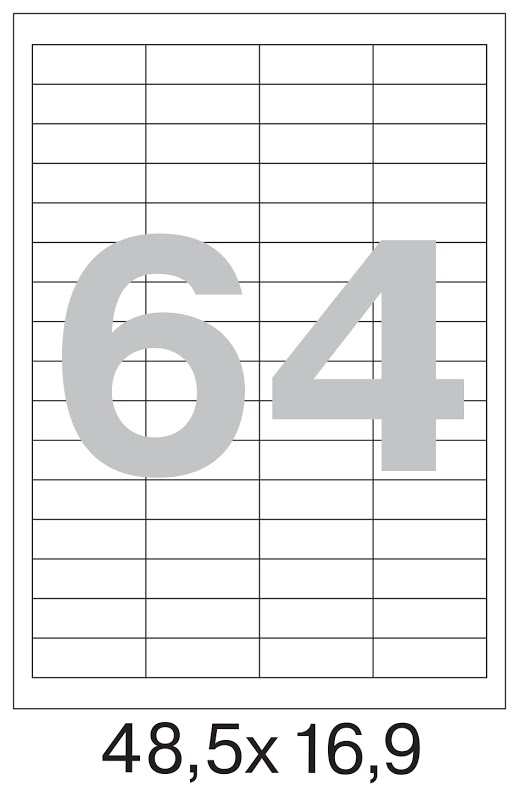 ЭКОНОМ 48,5х16,9мм, белые, 64шт/A4, 100л/пач